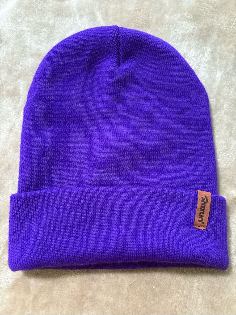 ROXUN Purple Knit Cuffed Beanie Winter Hat - Unisex One Size